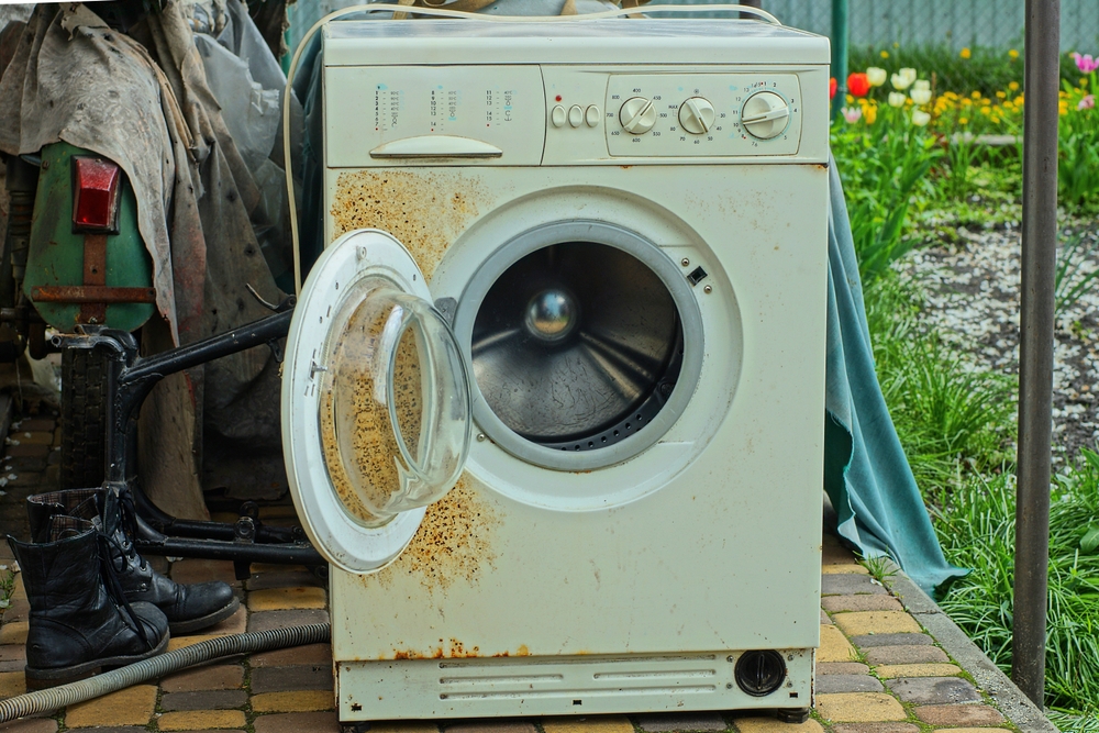Old metal washing machine